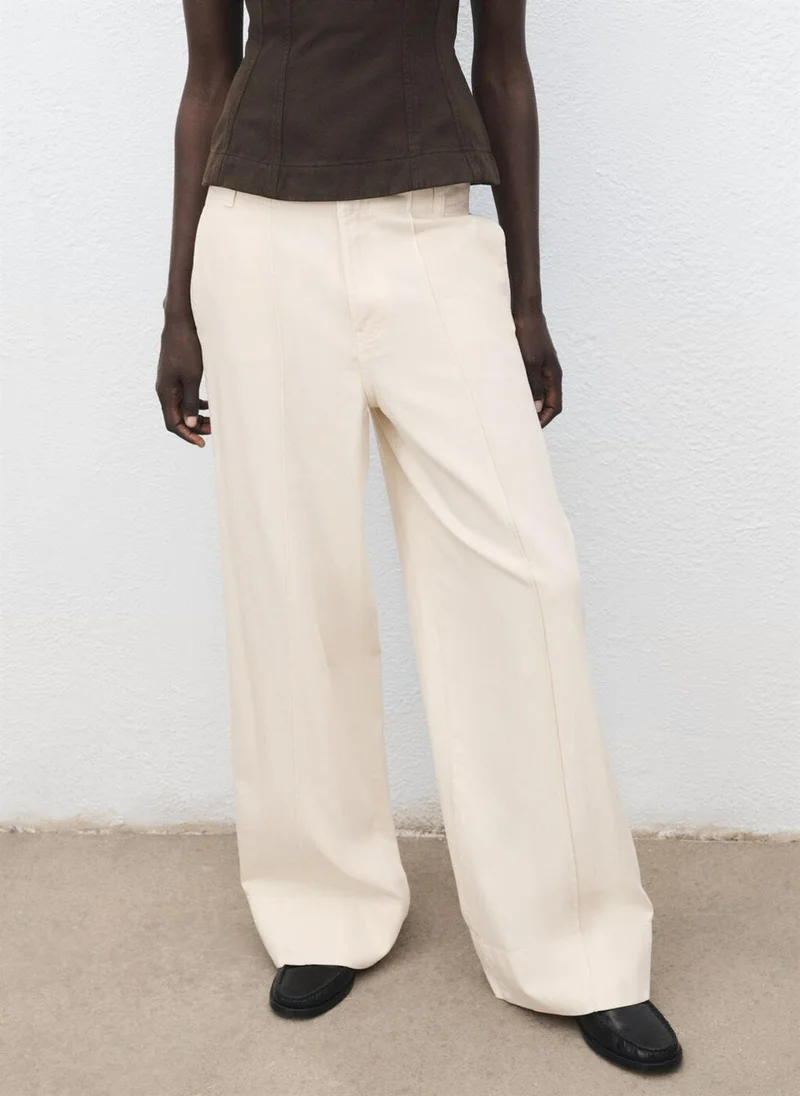 MANGO Wide leg denim pants with stitching