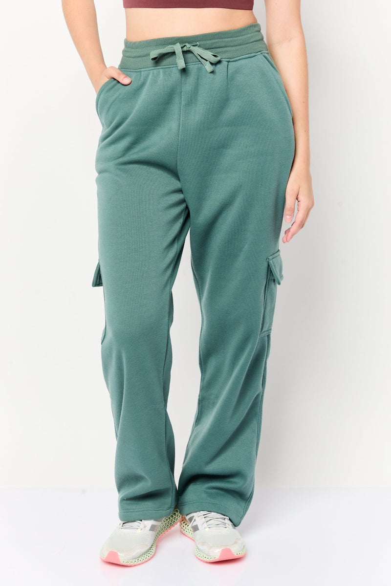 BSP سروال رياضي نسائي مناسب بلون سادة للخارج، أخضر - Image 1