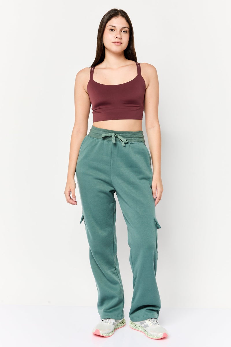 BSP Women Sportswear Fit Solid Outdoors Cargo Pants, Green - Image 2