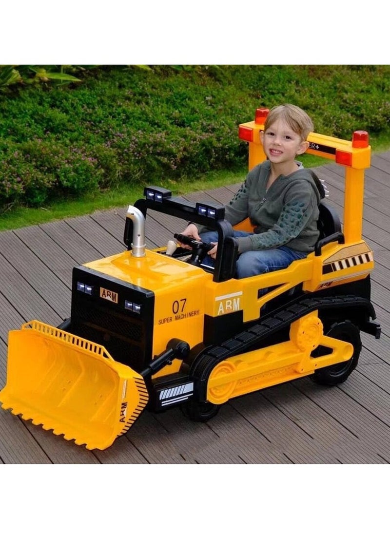 Reko - Ride On Bulldozer Truck for Kids, Kids Bulldozer - 12V Battery Powered Ride on Car with Trailer, Kids' Electric Vehicles, Horn, Lights, Music, Multicolor - Image 1