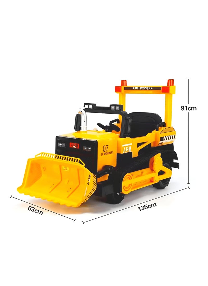 Reko - Ride On Bulldozer Truck for Kids, Kids Bulldozer - 12V Battery Powered Ride on Car with Trailer, Kids' Electric Vehicles, Horn, Lights, Music, Multicolor - Image 1