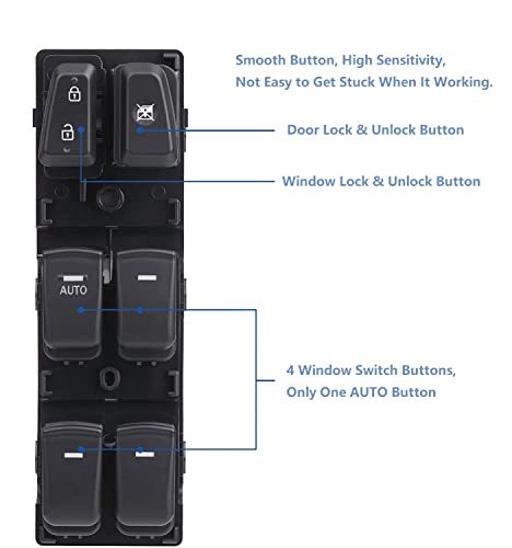 AiYiGu Master Window Switch Power Control Button Front Left Driver Side Compatible with Hyundai Sonata 2011 2012 2013 2014 Replacement OEM 93570-3S000YDA 93570-3S000-RAS (Black Color) - Image 2