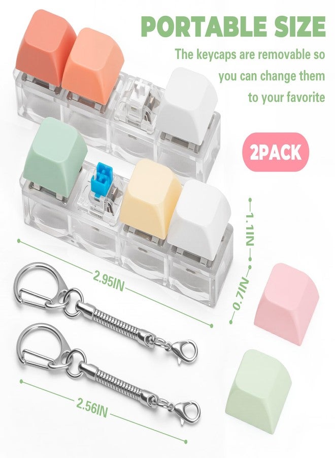 FunisFun Keyboard Fidget Toy for Adults 2 PCS Slient & Clicky Fidget Keyboard Keychain Clicker Sensory Toys for Anxiety Stress Relief (Pink&Green, 2P-4 in 1) - Image 2