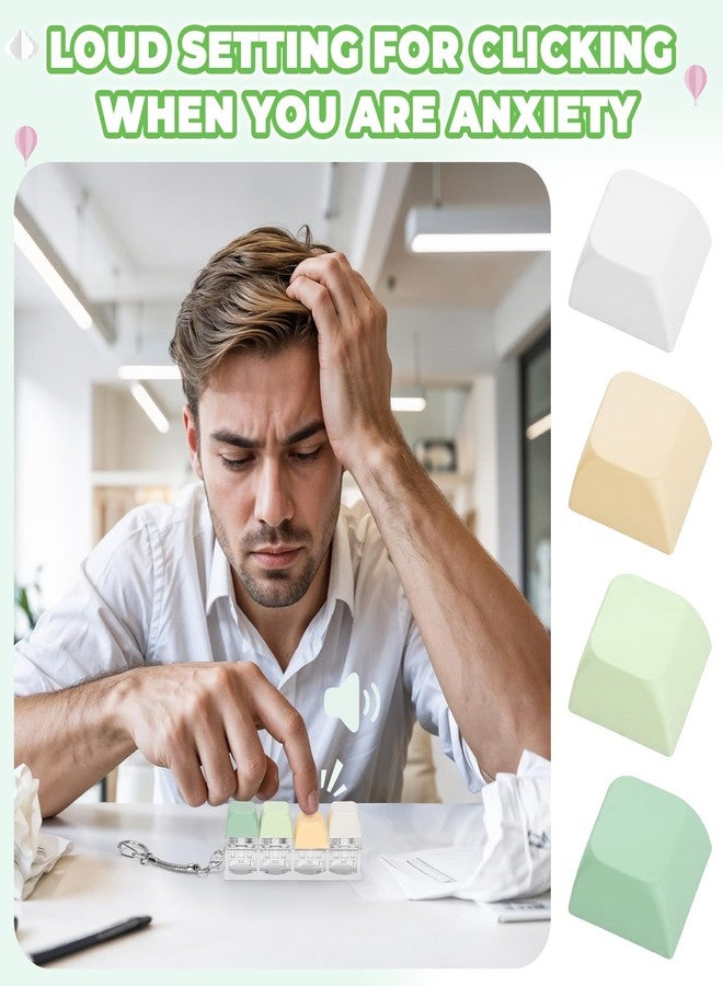 FunisFun Keyboard Fidget Toy for Adults 2 PCS Slient & Clicky Fidget Keyboard Keychain Clicker Sensory Toys for Anxiety Stress Relief (Pink&Green, 2P-4 in 1) - Image 5