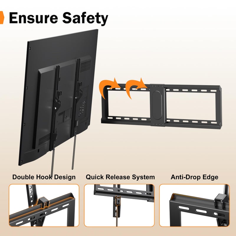 XINLEI Tilting TV Wall Mount for Most 37-82 inch Flat/Curved TV, Universal Low Profile Bracket, Fits 24â€/18â€/16â€ Studs, Max VESA 600x400mm Holds up to 132lbs MT5083 - Image 5