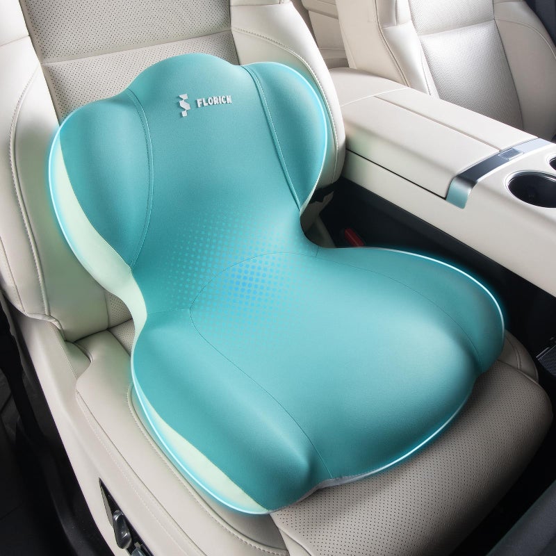 FLORICH Memory Foam Truck Seat Cushion,Car Seat Cushion and Lumbar Support Pillow for Office Chair, Ergonomic Back Support & Sciatica Relief for Long Drives(Green) - Image 1