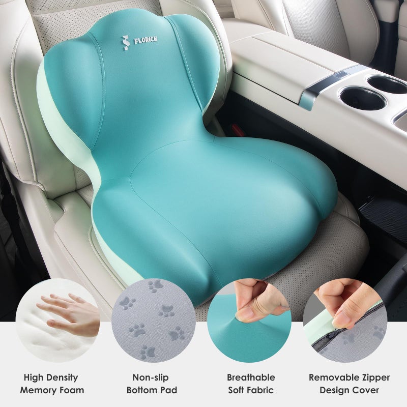 FLORICH Memory Foam Truck Seat Cushion,Car Seat Cushion and Lumbar Support Pillow for Office Chair, Ergonomic Back Support & Sciatica Relief for Long Drives(Green) - Image 2