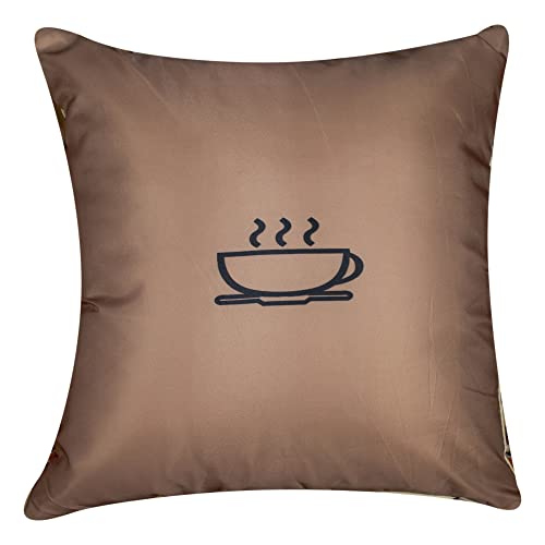 Vendola Mocha Microfiber Satin 250TC Cushion Pillow Covers, Coffee Brown, Set of 5 (16X16 Inches) (16X16 Inches with Fillers, Mocha) - Image 2