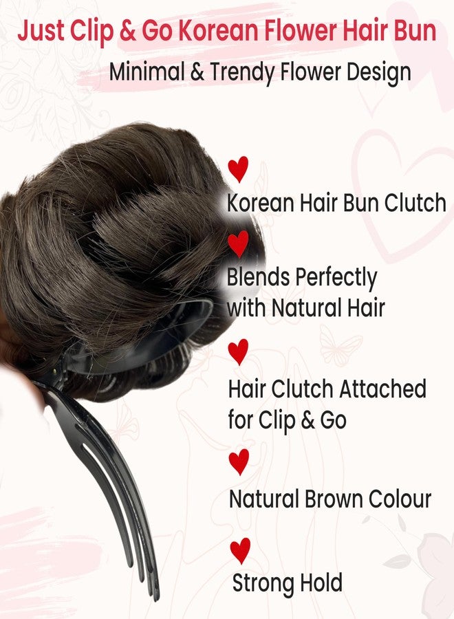 TEMPERIA Claw Clip Ponytail Hair Extensions for Women & Girls | Natural Braid Updo Style Donuts Clutcher for Juda Bun | Easy to Wear & Instant Look Accessories for Weddings & Party | Natural Brown - Image 2