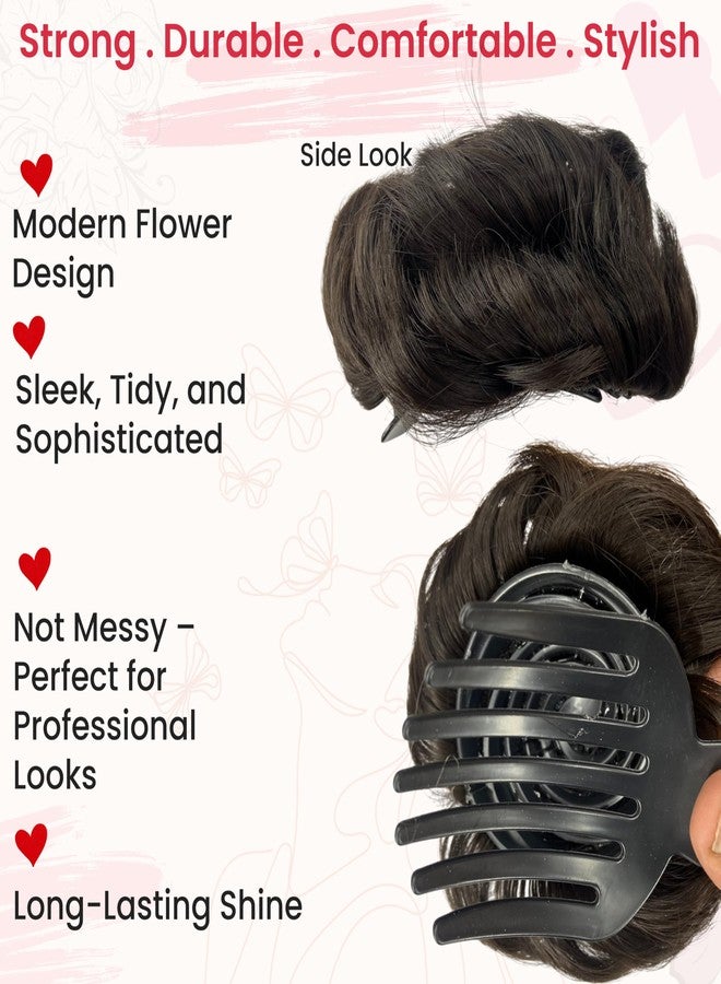 TEMPERIA Claw Clip Ponytail Hair Extensions for Women & Girls | Natural Braid Updo Style Donuts Clutcher for Juda Bun | Easy to Wear & Instant Look Accessories for Weddings & Party | Natural Brown - Image 4