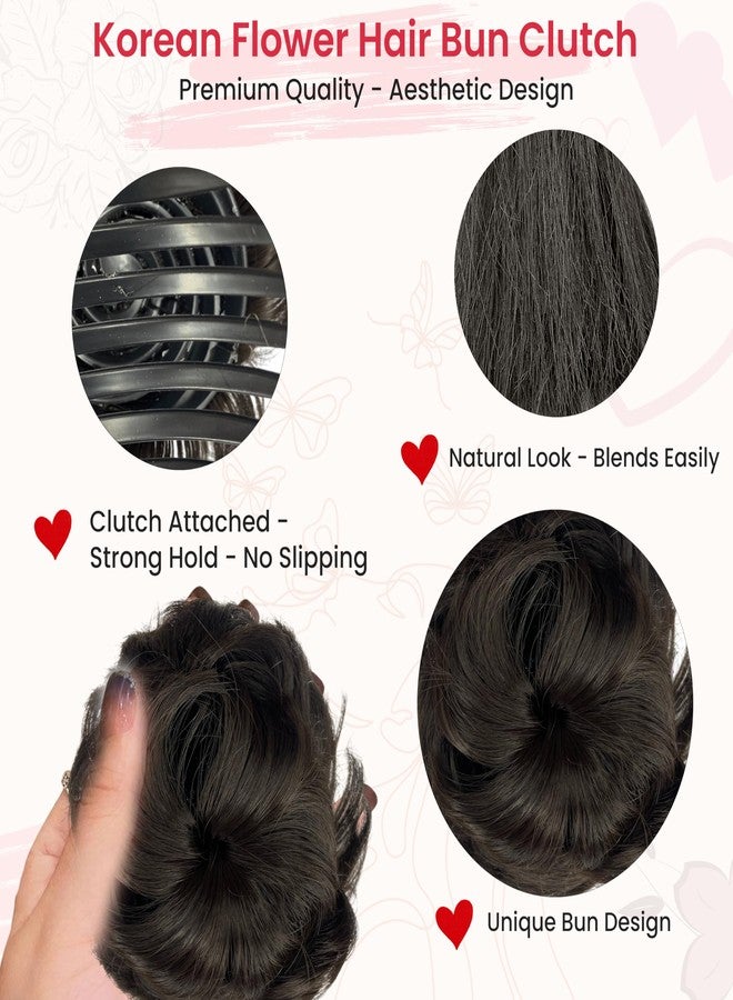 TEMPERIA Claw Clip Ponytail Hair Extensions for Women & Girls | Natural Braid Updo Style Donuts Clutcher for Juda Bun | Easy to Wear & Instant Look Accessories for Weddings & Party | Natural Brown - Image 3