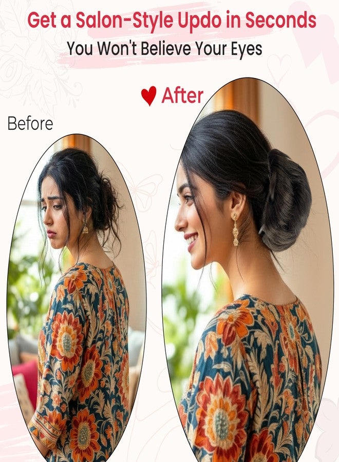TEMPERIA Claw Clip Ponytail Hair Extensions for Women & Girls | Natural Braid Updo Style Donuts Clutcher for Juda Bun | Easy to Wear & Instant Look Accessories for Weddings & Party | Natural Brown - Image 5