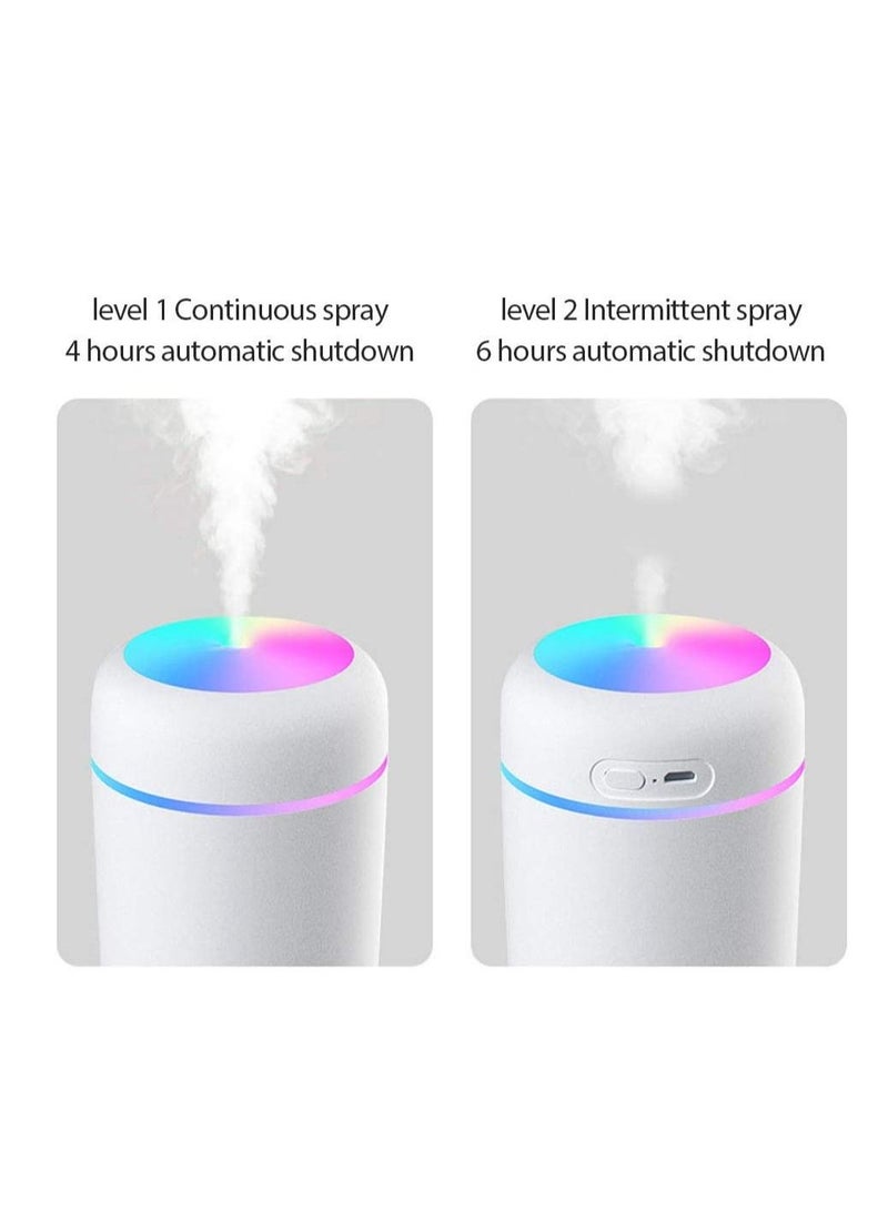اتش 2 او مرطب هواء صغير بسعة 300 مللي USB مرطب هواء للمكتب بتقنية الأمواج فوق الصوتية مع جهاز تشغيل العطور بشكل هادئ مناسب للاستخدام في السيارة وغرفة النوم والمكتب - Image 2
