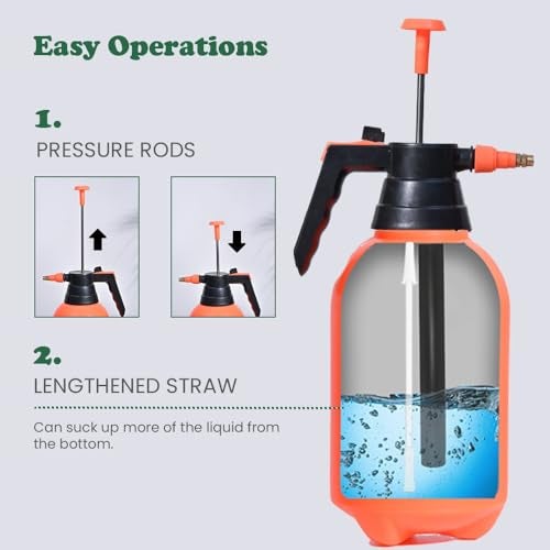 Ugaoo Pressure Spray Pump Bottle Sprayer for Home Garden Plants - 2 Ltr. (Orange) - Image 3