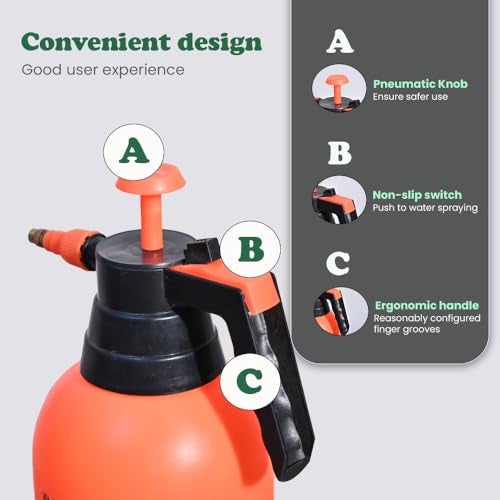 Ugaoo Pressure Spray Pump Bottle Sprayer for Home Garden Plants - 2 Ltr. (Orange) - Image 4