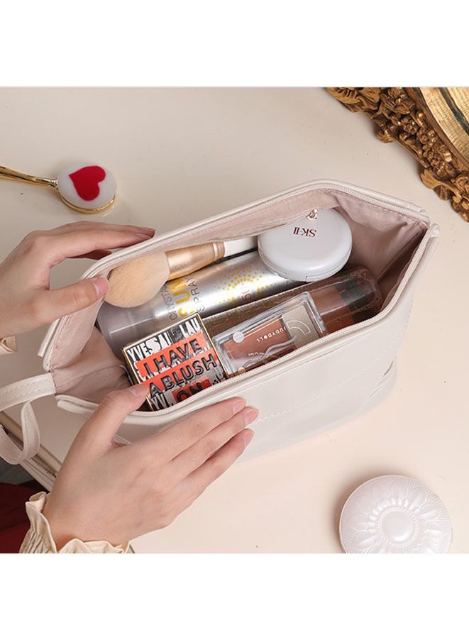 Travel Makeup Bag Large Capacity Waterproof Portable Leather Double-Layered Cosmetic Bag - Image 5