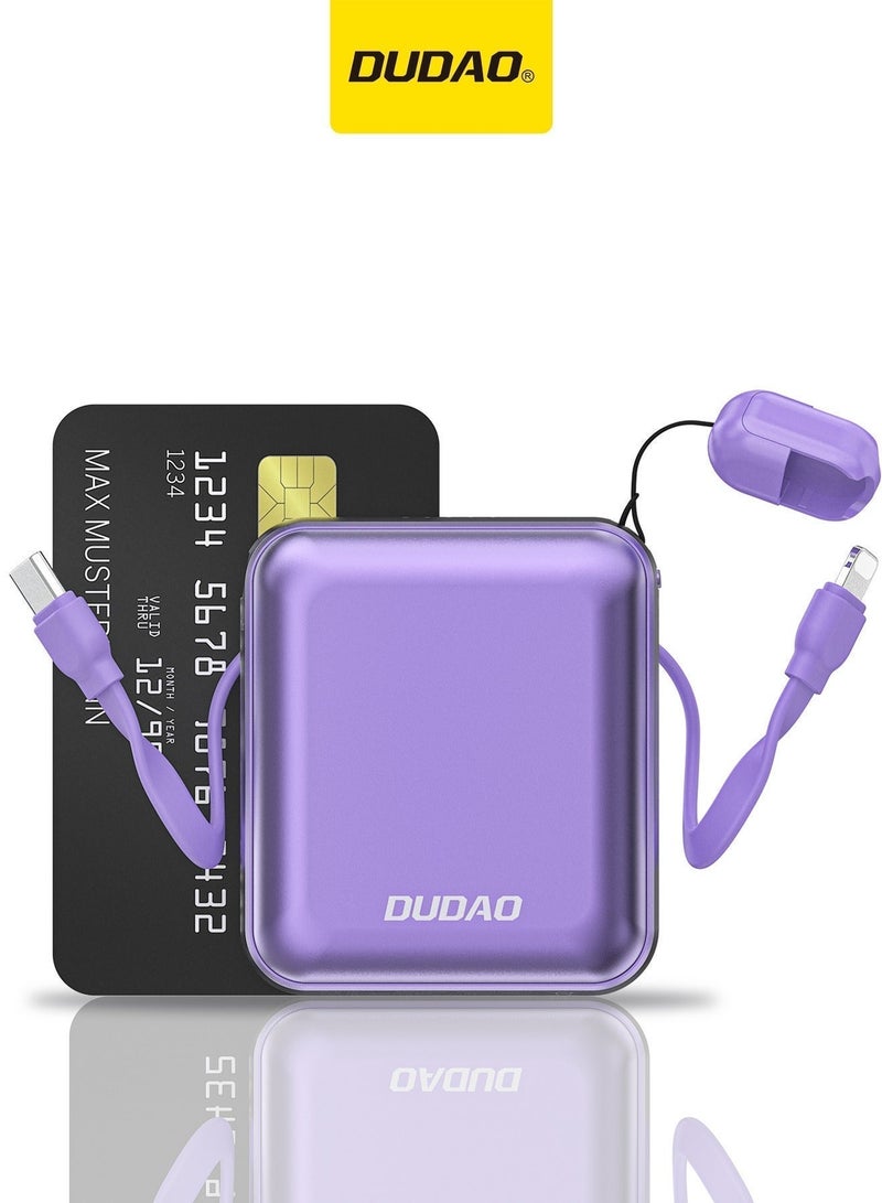 دوداو باور بانك صغير 10000mAh، شاحن متنقل صغير خفيف الوزن للغاية،  بنك طاقة مع كابل شحن سريع مدمج - Image 1