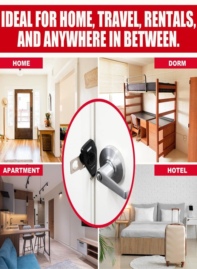 SecurityMan Portable Door Lock for Hotel, Apartment, & Travel (2-PK) - Renter Friendly Apartment Door Lock - 130dB LED Alarm - Rechargeable Locks for Travelers - Hotel Room Security Devices - Black - Image 3