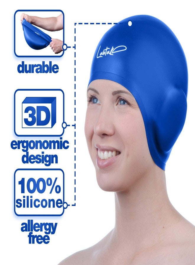 Lahtak Swim Caps Ear Protection 3D - Swimming Cap for Women Men - Silicone Swim Cap Waterproof - Fits Long Hair & Short - Adult Swim Cap - Youth Swim Cap - Swim Hats - Image 4