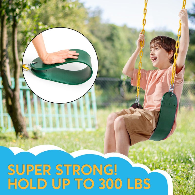 TURFEE Heavy Duty Swing Seat Green Color with 66 Chain Swing Set Accessories Replacement with Snap Hooks for Kids Outdoor Play Playground - Image 3