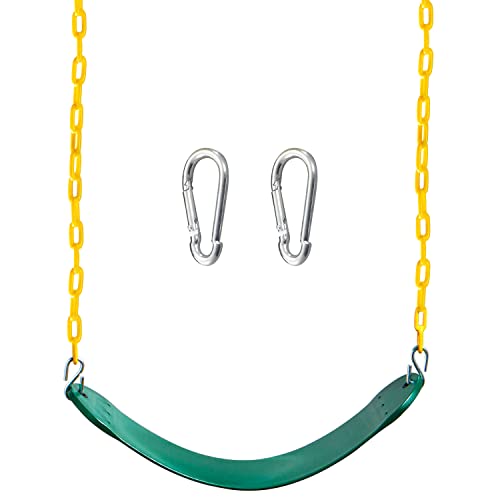 TURFEE Heavy Duty Swing Seat Green Color with 66 Chain Swing Set Accessories Replacement with Snap Hooks for Kids Outdoor Play Playground - Image 1