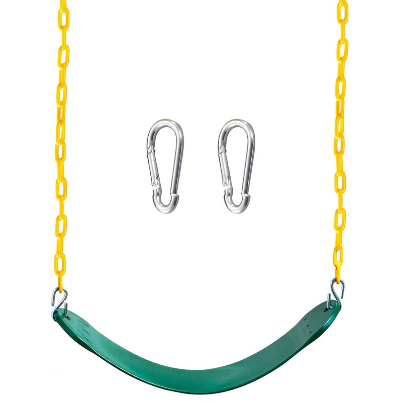 TURFEE Heavy Duty Swing Seat Green Color with 66 Chain Swing Set Accessories Replacement with Snap Hooks for Kids Outdoor Play Playground - Image 2