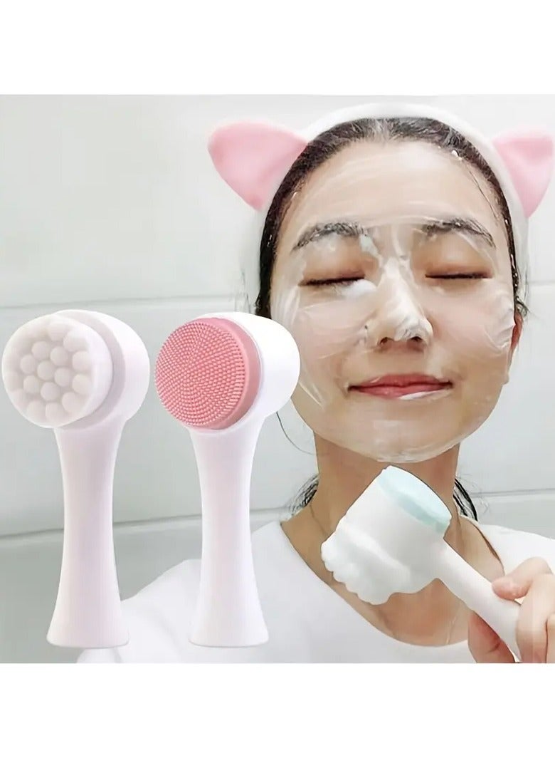 يوكانبي فرشاة تنظيف الوجه ، فرشاة تنظيف الوجه ، فرشاة الوجه ذات الوجهين من السيليكون ، فرشاة تنظيف الوجه تدليك الرغوة اليدوية - Image 1