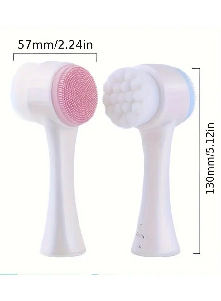 يوكانبي فرشاة تنظيف الوجه ، فرشاة تنظيف الوجه ، فرشاة الوجه ذات الوجهين من السيليكون ، فرشاة تنظيف الوجه تدليك الرغوة اليدوية - Image 3