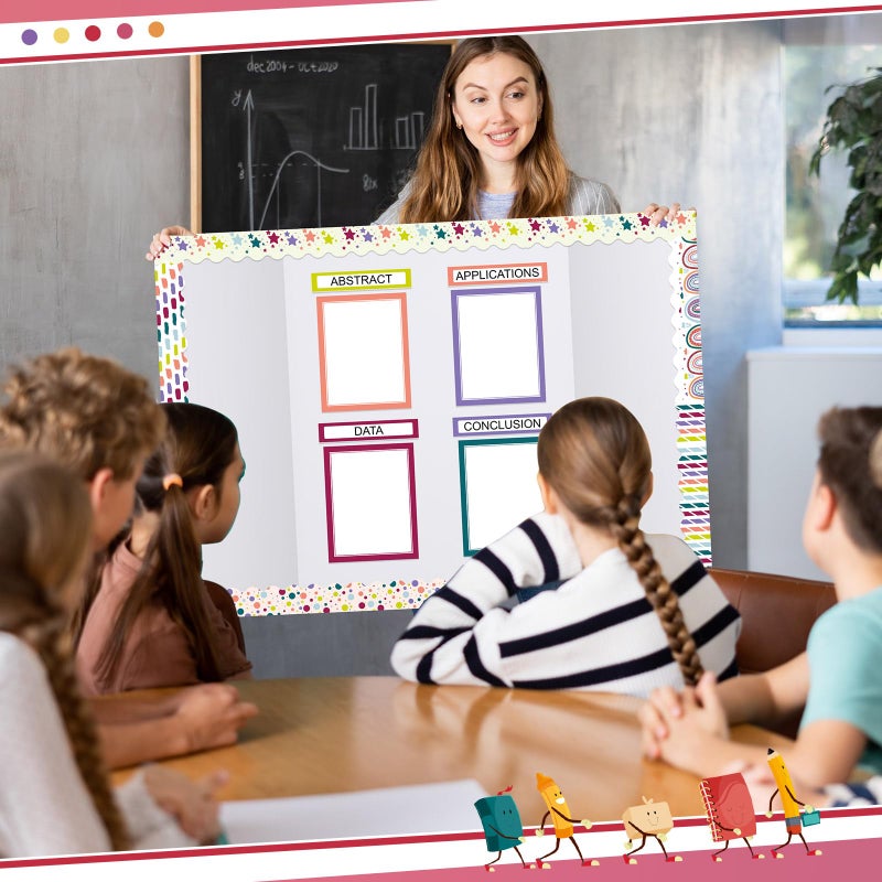 Fuyoooo 90 Pcs Science Fair Board Supplies 60 Trim Scalloped Bulletin Board Borders 24 Presentation Board Subtitles 6 Science Fair Titles for Classroom Display Boards(Classic) - Image 5