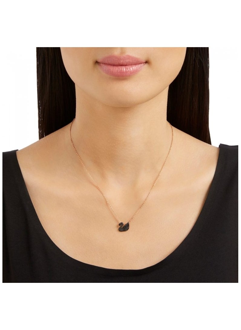 Generic - Swarovski Iconic Swan Pendant Necklace Black Crystal - Image 1