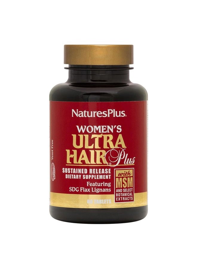 Nature's Plus مكمل الشعر النسائي ألترا هير بلس، إطلاق مستدام - 60 قرص - مكمل نمو الشعر الطبيعي بالكامل - مع البيوتين - يعزز صحة الشعر والبشرة والأظافر - خالي من الجلوتين - 30 حصة - Image 1