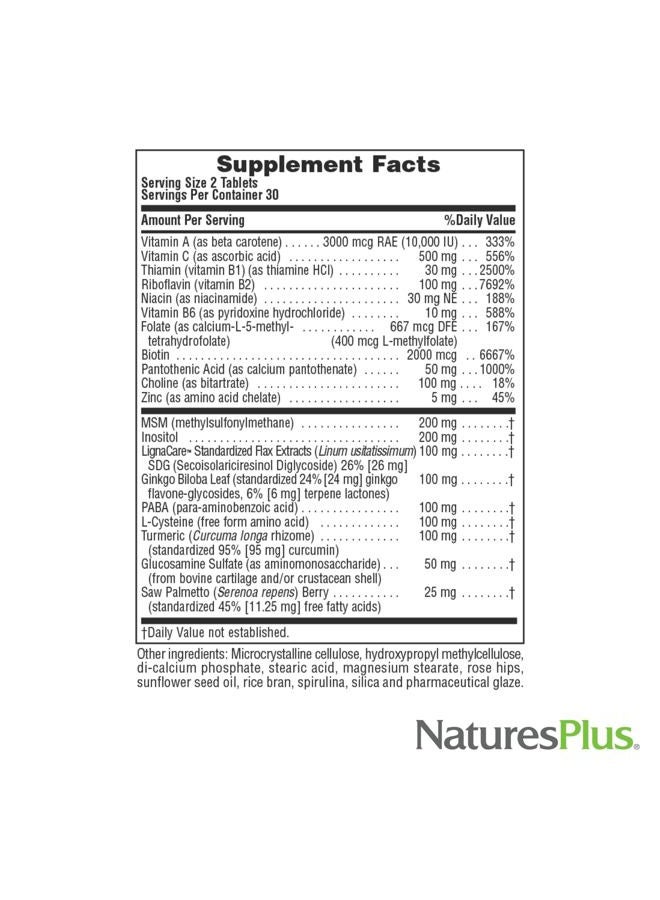 Nature's Plus مكمل الشعر النسائي ألترا هير بلس، إطلاق مستدام - 60 قرص - مكمل نمو الشعر الطبيعي بالكامل - مع البيوتين - يعزز صحة الشعر والبشرة والأظافر - خالي من الجلوتين - 30 حصة - Image 4