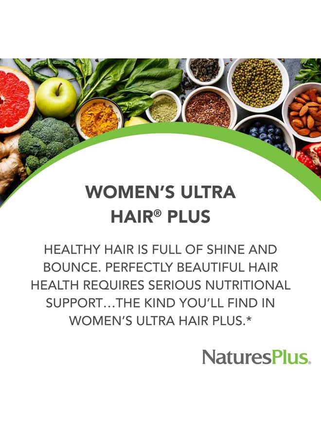 Nature's Plus مكمل الشعر النسائي ألترا هير بلس، إطلاق مستدام - 60 قرص - مكمل نمو الشعر الطبيعي بالكامل - مع البيوتين - يعزز صحة الشعر والبشرة والأظافر - خالي من الجلوتين - 30 حصة - Image 2
