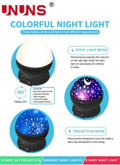 UNUNS Star Projector Night Light for Kids, Birthday Fun Toy Gifts for Kids, Projection Lamp for Kids Bedroom, Room Decor for Child Sleep Peacefully in Dark Stars and Moon  - Image 2