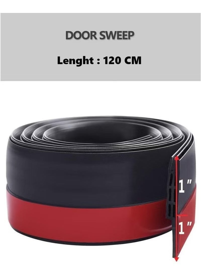 كيلا مانع تيارات الهواء للباب، بطول 120 سم أسفل الباب، مانع تيارات الهواء للأبواب الخارجية والداخلية، مانع تيارات الهواء في أسفل الباب، عازل للغبار والضوضاء - Image 3