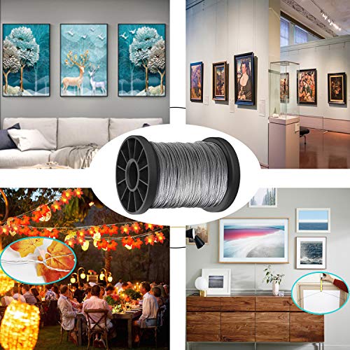 Cerpourt Picture Hanging Wire 1.5mm Up to 150lbs,100Feet(30.5M) Stainless Steel Wire Spool with 40Pcs Aluminum Crimping Loop Sleeve,Heavy Hanging Kit for Photo Frame Picture,Artwork,Mirror,String Light Hanging - Image 5