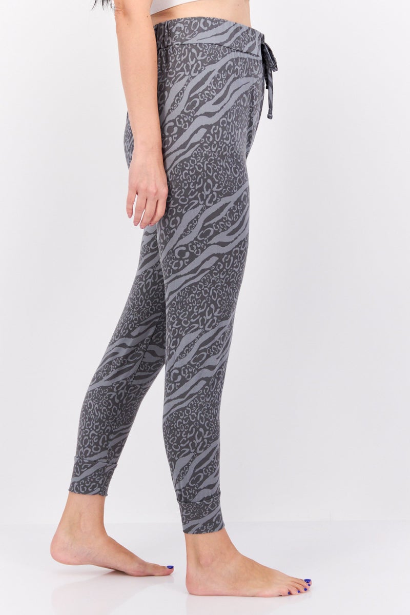 French Affair Women Allover Print Drawstring Pajamas, Grey - Image 2