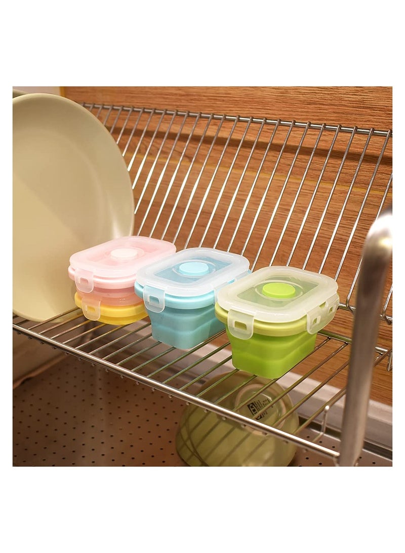 SOLARAE Collapsible Silicone Food Storage Containers, 4PCS Portion Control with Airtight Snap-On Lids, Space-Saving, Microwave/Fridge/Dishwasher Safe, Clip-On Design. - Image 3