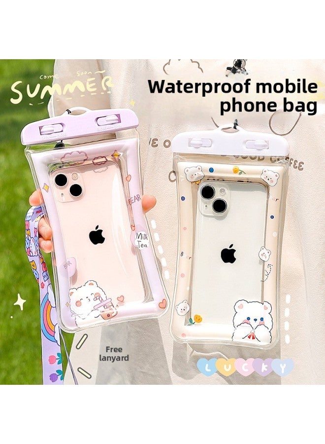 general Mobile Phone Waterproof Bag, Sealed With Touch Screen, Swimming, Underwater Photography, Diving, Rafting Airbag, Halter Cartoon Mobile Phone Case-Color:Blue Brown Bear-come With Lanyard - Image 2