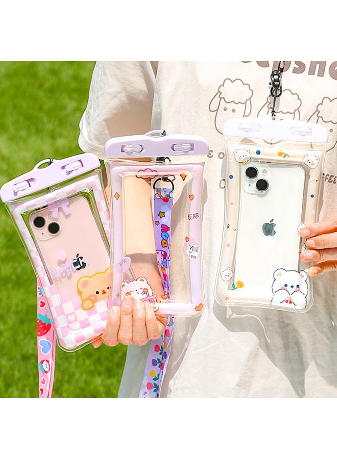 general Mobile Phone Waterproof Bag, Sealed With Touch Screen, Swimming, Underwater Photography, Diving, Rafting Airbag, Halter Cartoon Mobile Phone Case-Color:Blue Brown Bear-come With Lanyard - Image 4