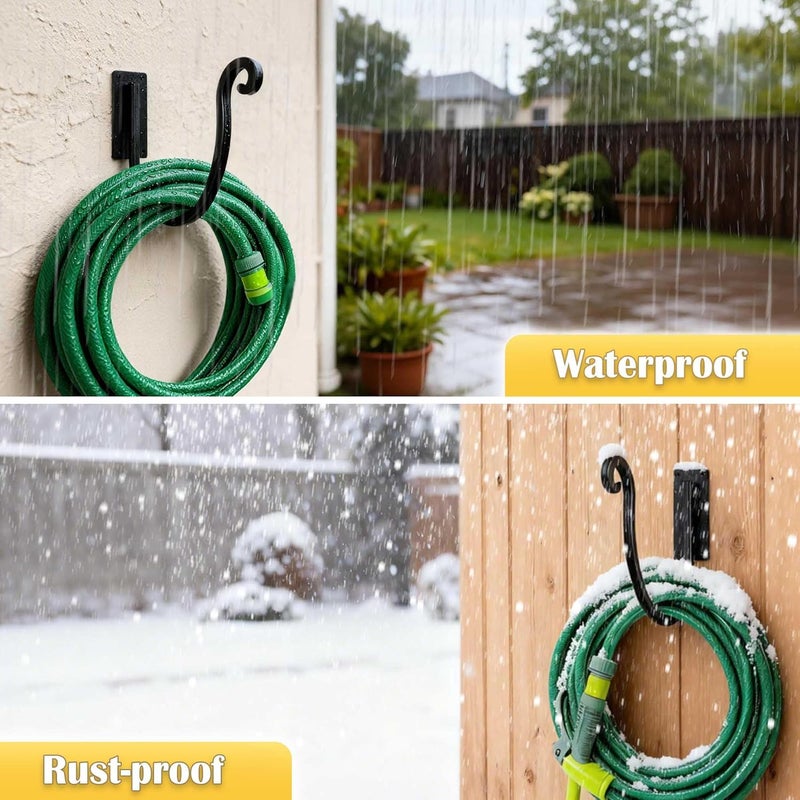 JUNSHUO Hose Holder Wall Mount （Metal/8-Inch） Heavy-Duty Garden Hose Hanger Outdoor, Hand-Forged Hose Rack Mount - Image 4