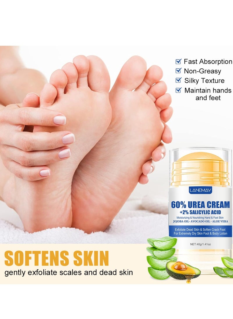 LANEMAY - Urea Cream 60 Percent for Feet Maximum Strength with 2% Salicylic Acid, Callus Remover, Dead Skin Exfoliation, Hand and Foot Cream for Dry Cracked Hands,Elbows, Feet, Heels, Knees - Image 1