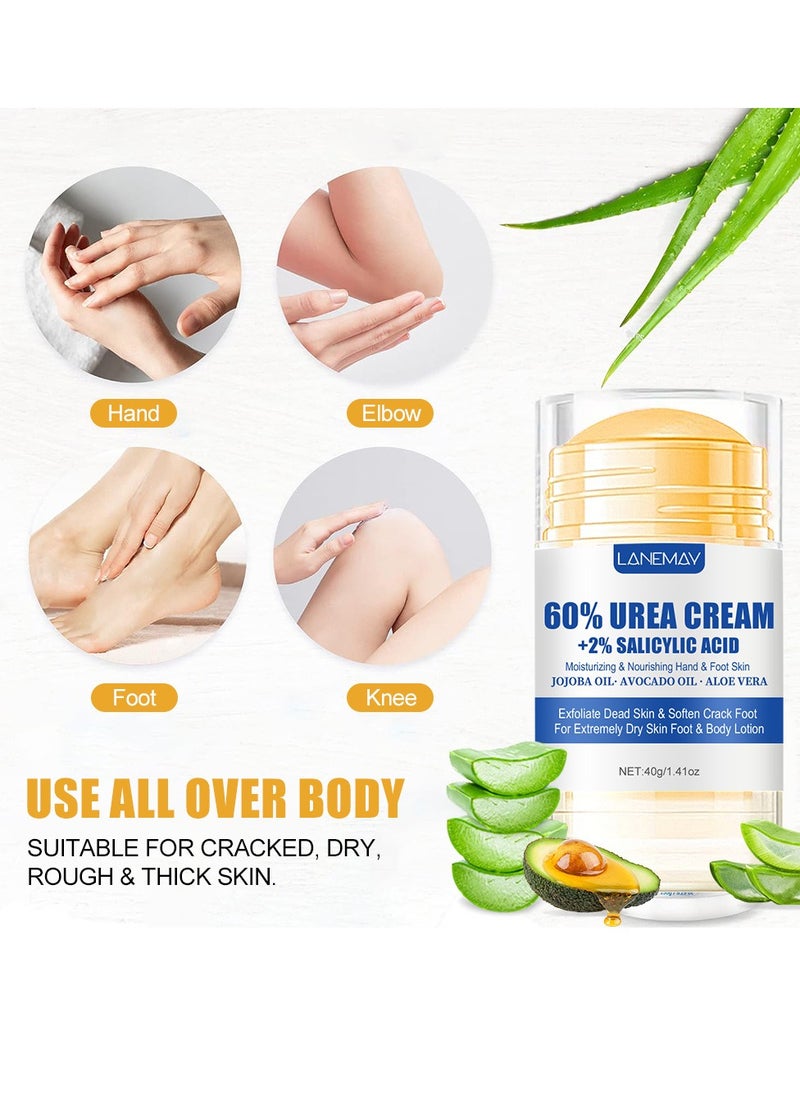 LANEMAY - Urea Cream 60 Percent for Feet Maximum Strength with 2% Salicylic Acid, Callus Remover, Dead Skin Exfoliation, Hand and Foot Cream for Dry Cracked Hands,Elbows, Feet, Heels, Knees - Image 1