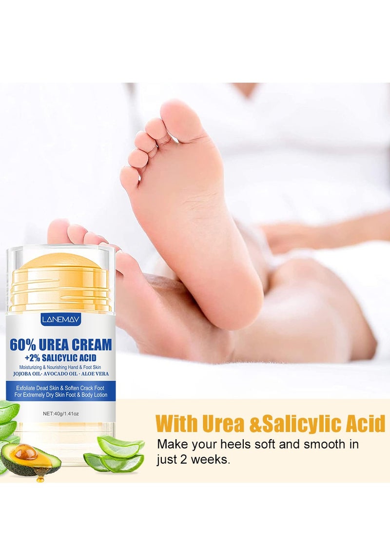 LANEMAY - Urea Cream 60 Percent for Feet Maximum Strength with 2% Salicylic Acid, Callus Remover, Dead Skin Exfoliation, Hand and Foot Cream for Dry Cracked Hands,Elbows, Feet, Heels, Knees - Image 1