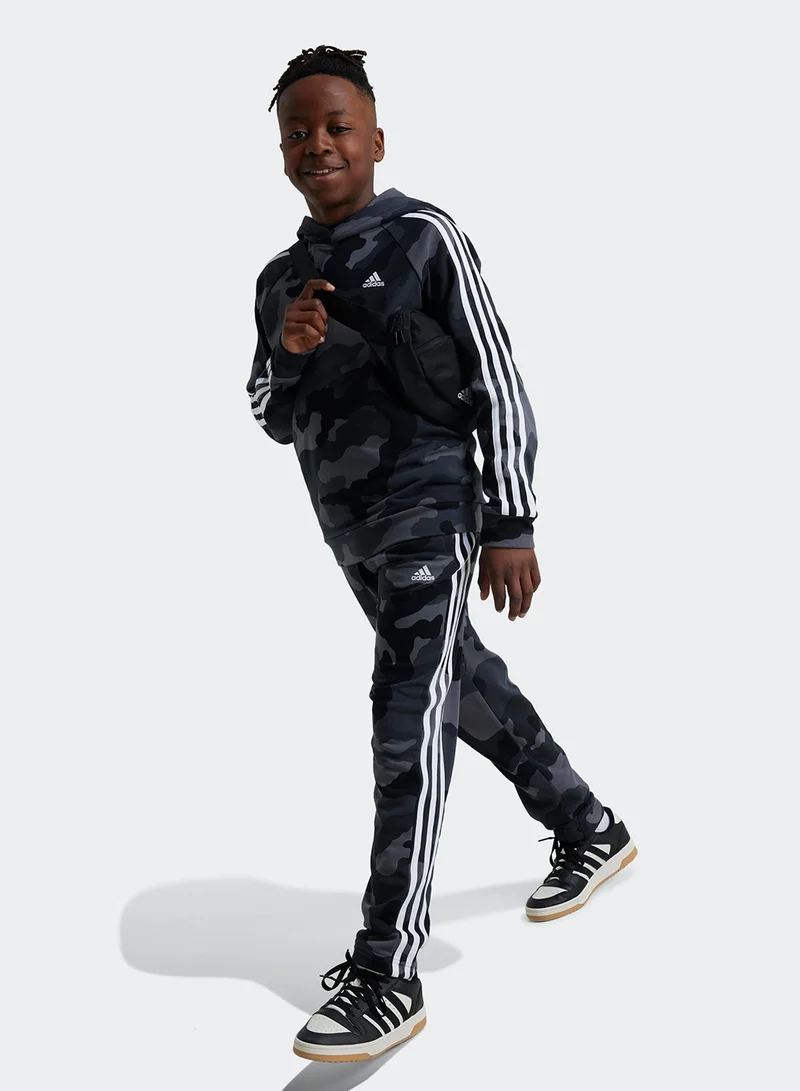 adidas هودي بتصميم شعار كبير من تيري فرنسي للشباب