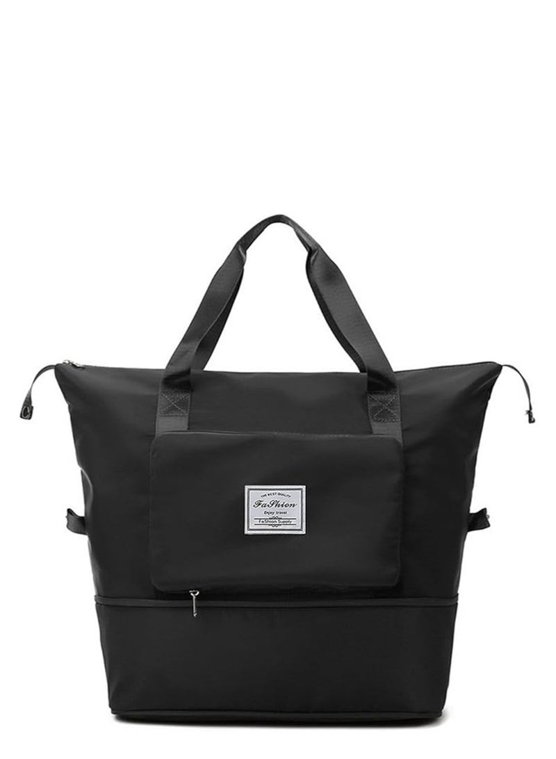 eBasket Foldable Handheld Travel Bag Large Waterproof Luggage Bag (Black)  - Image 2