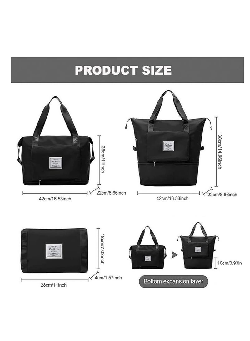 eBasket Foldable Handheld Travel Bag Large Waterproof Luggage Bag (Black)  - Image 3
