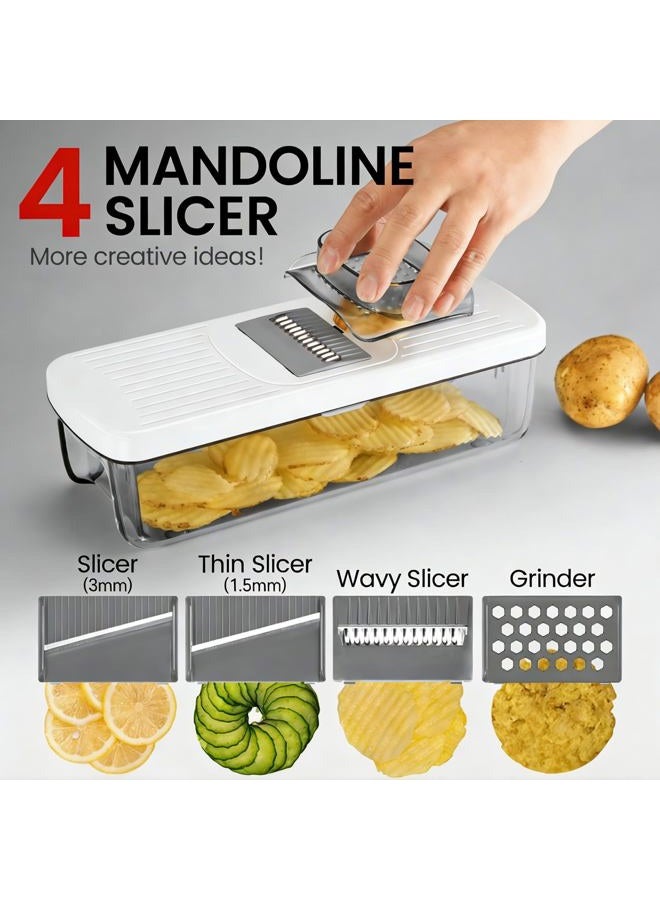 Badelite Vegetable Chopper Mandoline Slicer 8-in-1 with Container, 8 Blades for Onion, Veggie & Fruit, Easy Food Slicer Dicer Cutter, Kitchen Gadgets & Essentials - Image 3