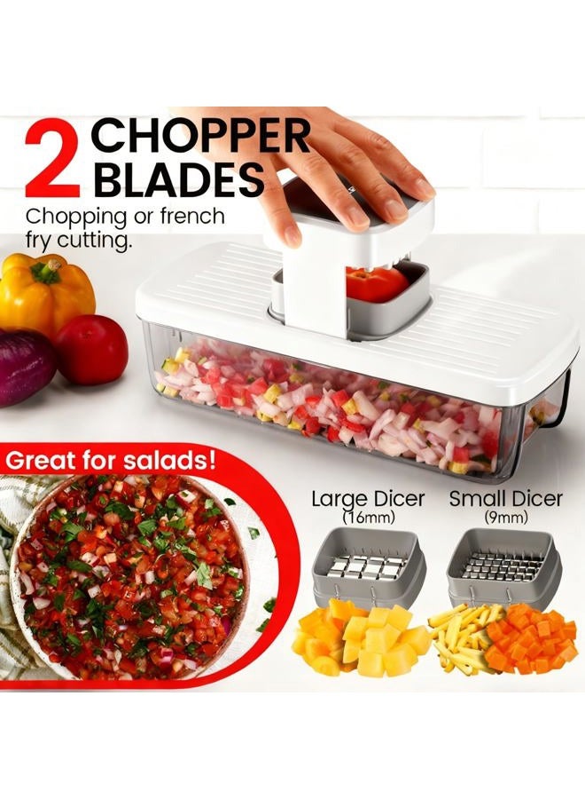 Badelite Vegetable Chopper Mandoline Slicer 8-in-1 with Container, 8 Blades for Onion, Veggie & Fruit, Easy Food Slicer Dicer Cutter, Kitchen Gadgets & Essentials - Image 2