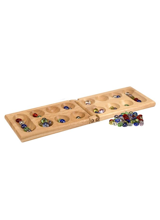 Pressman Mancala - Real Wood Folding Set, With Multicolor Stones By Pressman, 2 Players  - Image 3